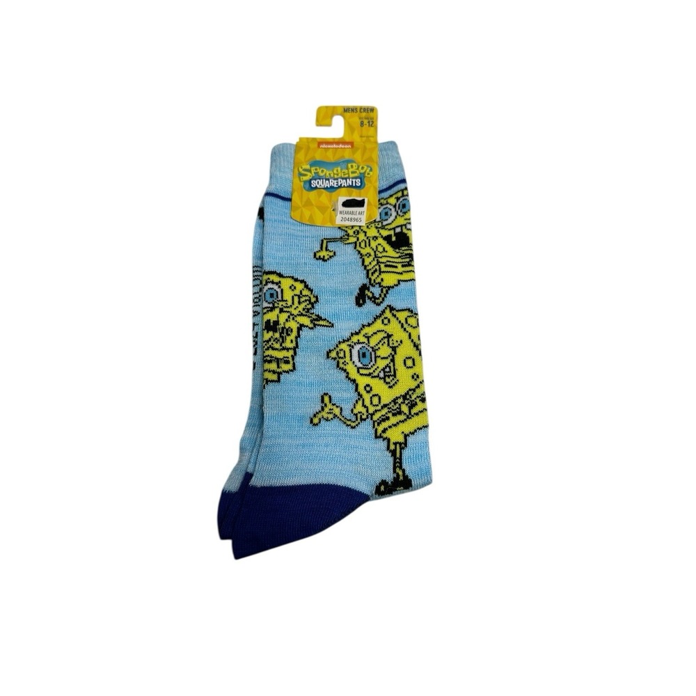 nickelodeon spongebob squarepants mens crew socks size 8-12 - Picture 1 of 4